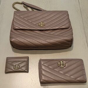 Tory Burch Devon Sand Kira Chevron Convertible Shoulder Bag New without Tags